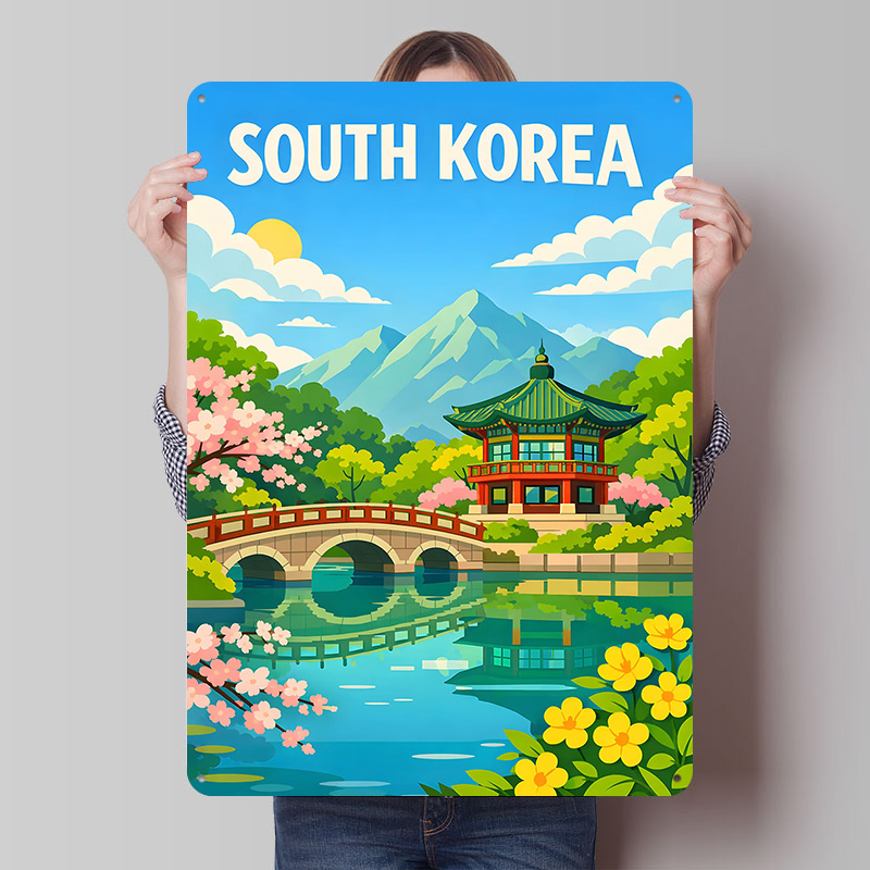 Desk Setup Poster - Zuid-Korea reisposter op maat gemaakte vintage