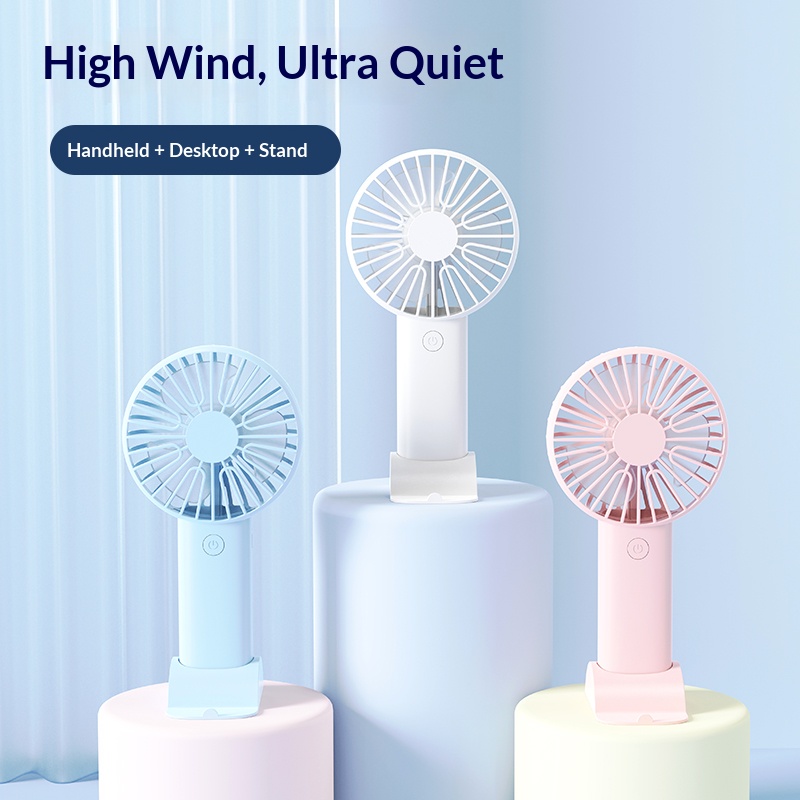 Desk Setup Home Office - Mini-handventilator, 3-in-1 draagbare bureauventilator met standaard,