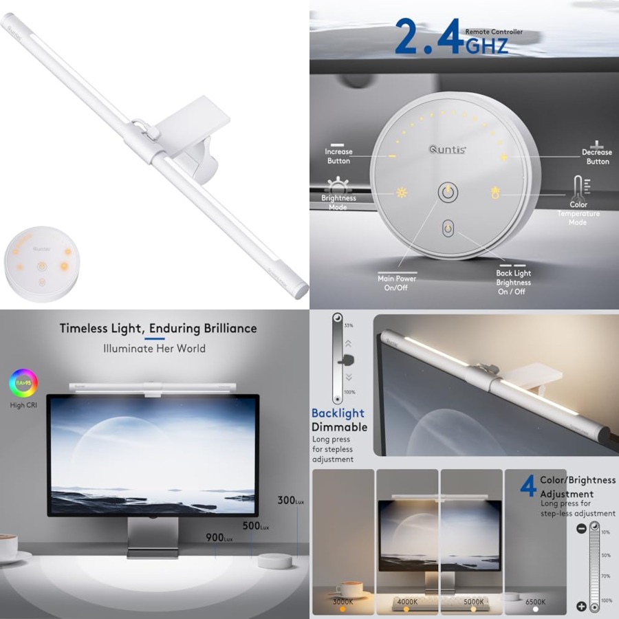 Desk Setup Home Office - Monitorlichtbalk met afstandsbediening, oogbescherming zonder verblinding,