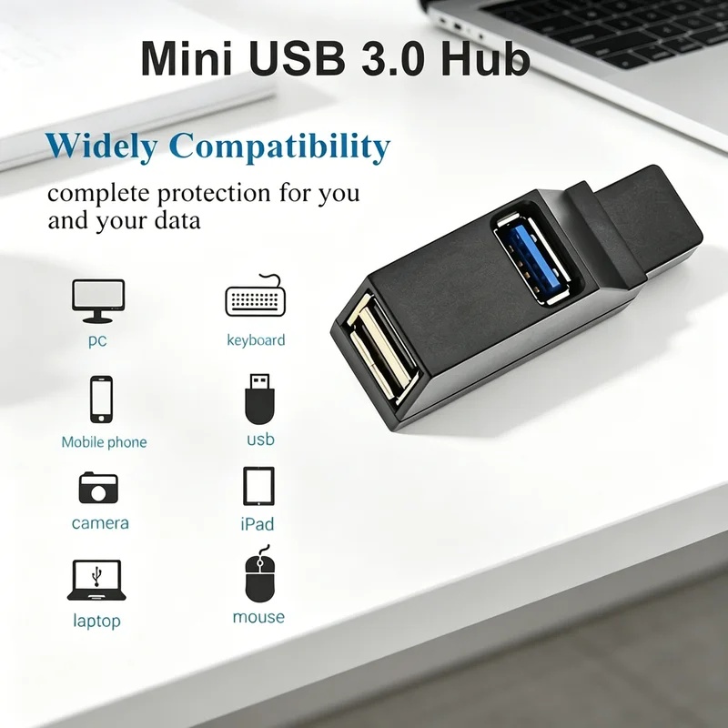 Desk Setup Usb Hub - USB 3.0 2.0 Draaibare 3-poorten Hub