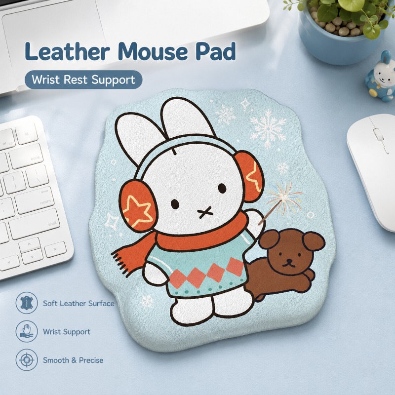 Desk Setup Editing - Anime Miffy Lederen Muismat met Polsteun