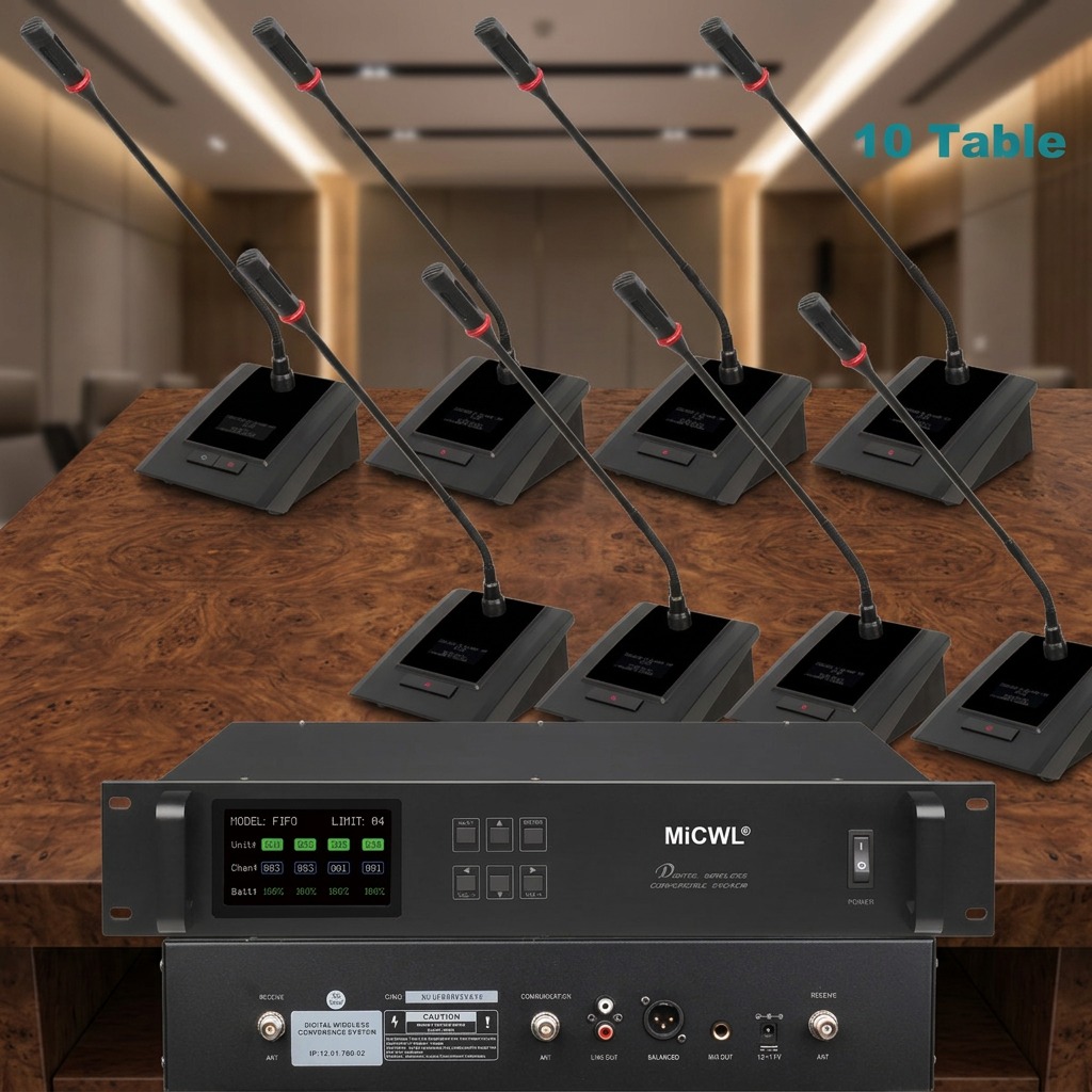 Desk Setup Kit - MiCWL Digitaal Draadloos Zwanenhalsmicrofoon Conferentiesysteem, 10