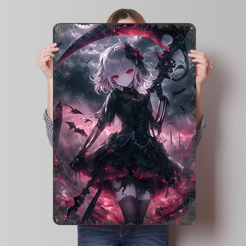 Desk Setup Poster - Demon Grim Reaper Girl Poster Aangepaste
