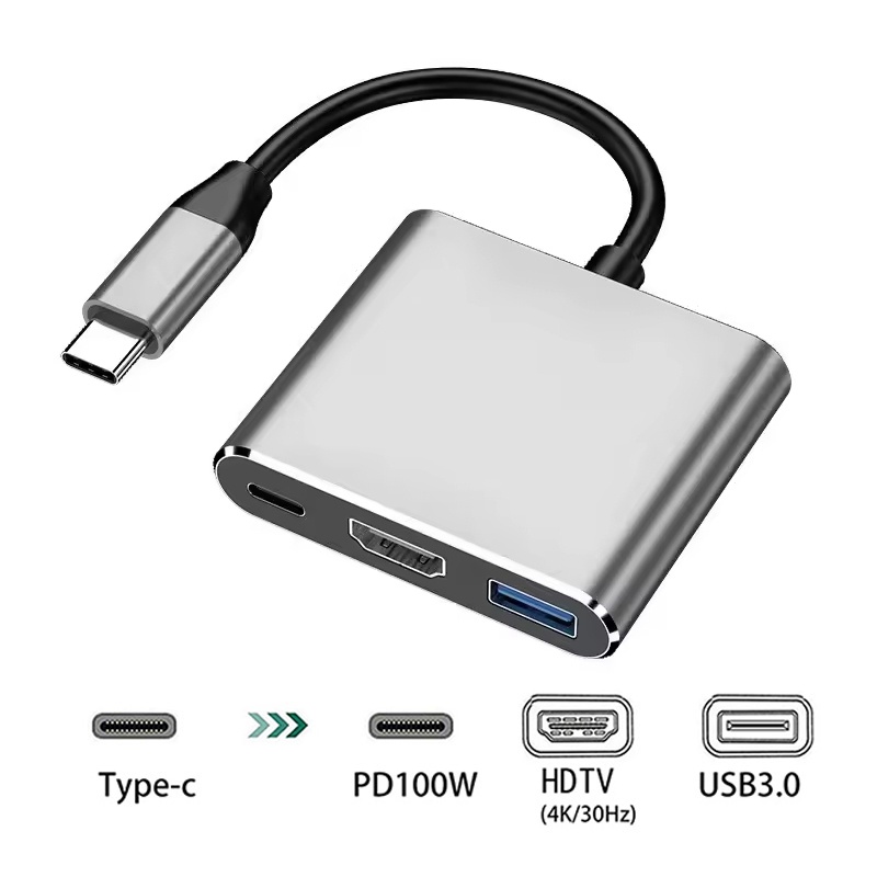 Desk Setup Usb Hub - 3-in-1 USB-C naar HDTV Hub, USB-C