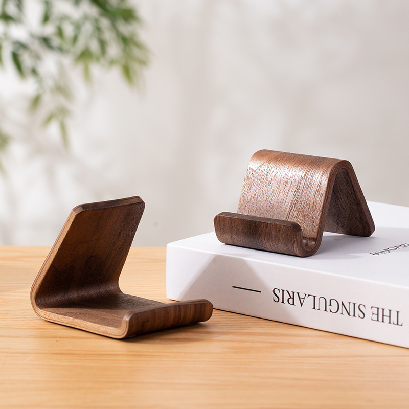 Desk Setup Home Office - 2-in-1 telefoonstandaard en visitekaartjeshouder van massief