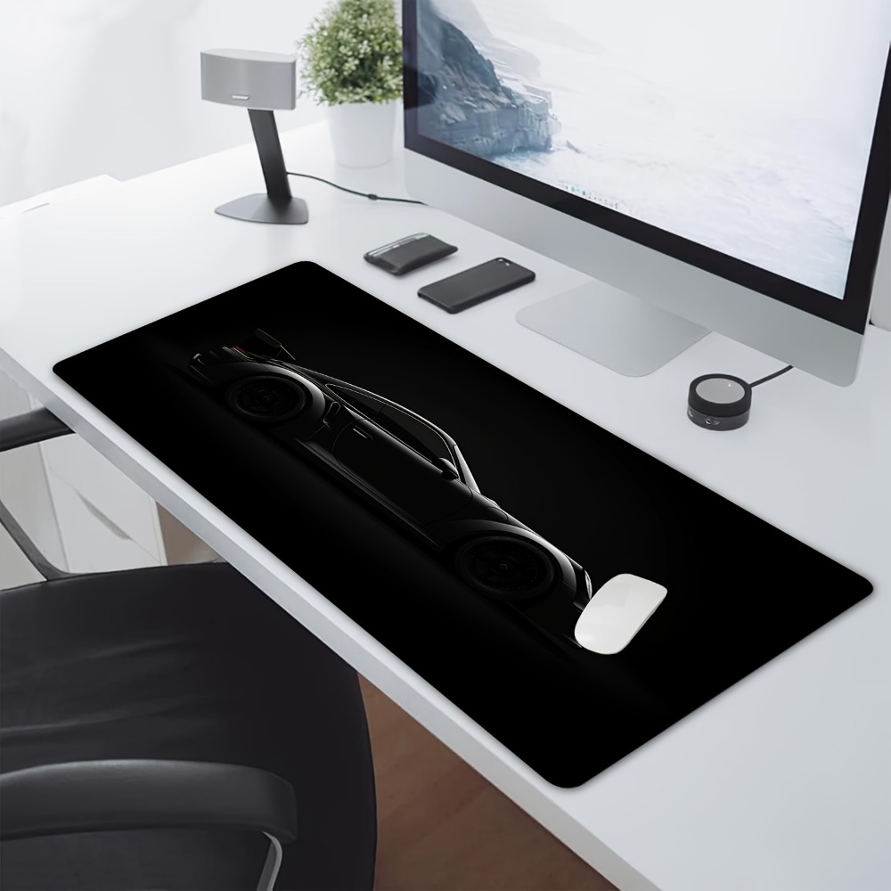 Desk Setup Editing - Geslepen zwarte gaming-muismat - Racing Design