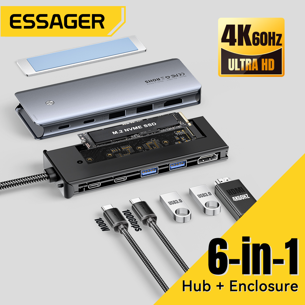 Desk Setup Usb Hub - Essager USB C Hub Met M.2