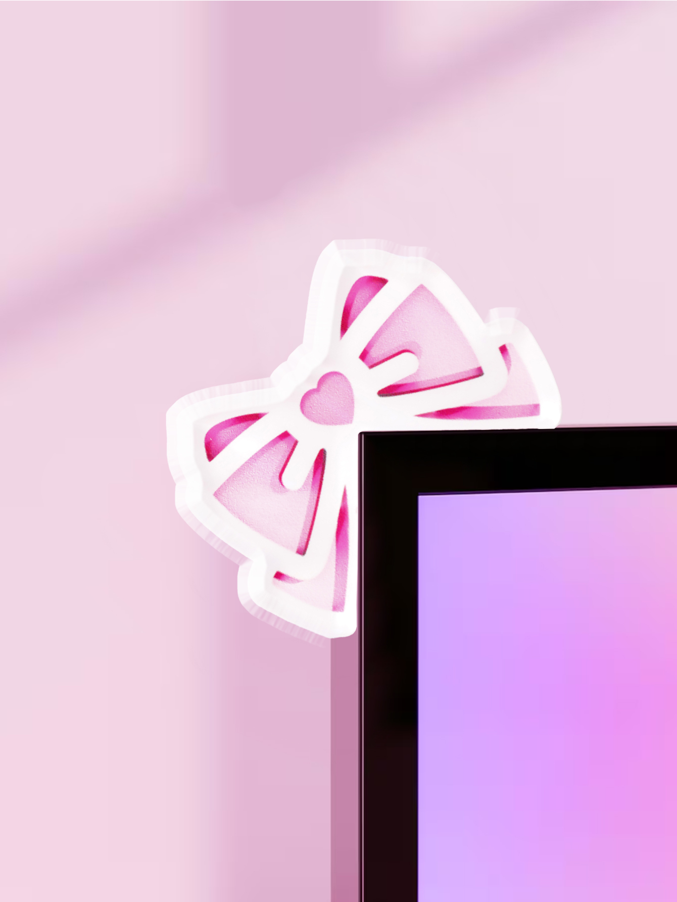 Desk Setup Accessories - Kawaii Bow Monitor Decor Roze Acryl