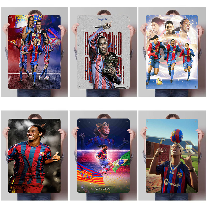 Desk Setup Poster - Ronaldinho Voetbal Metalen Posters Aanpasbare Vintage