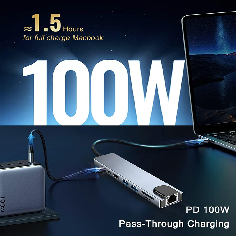 8-in-1 USB Type C-hub voor Mac - Desk Setup Usb Hub recensie en prijs