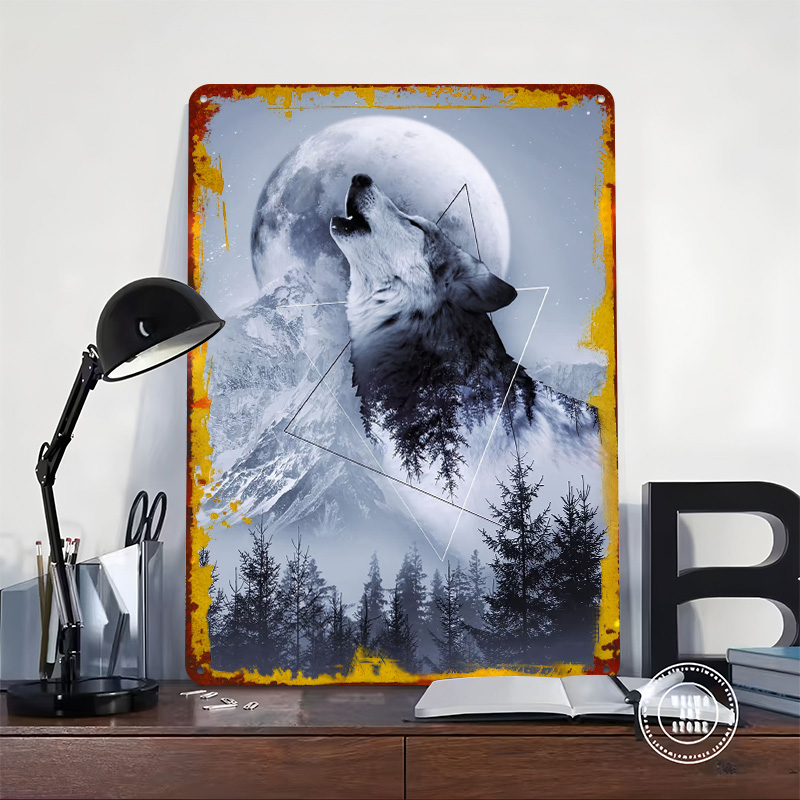 Huil met de Wolf Tin Poster Ge - Desk Setup Poster recensie en prijs