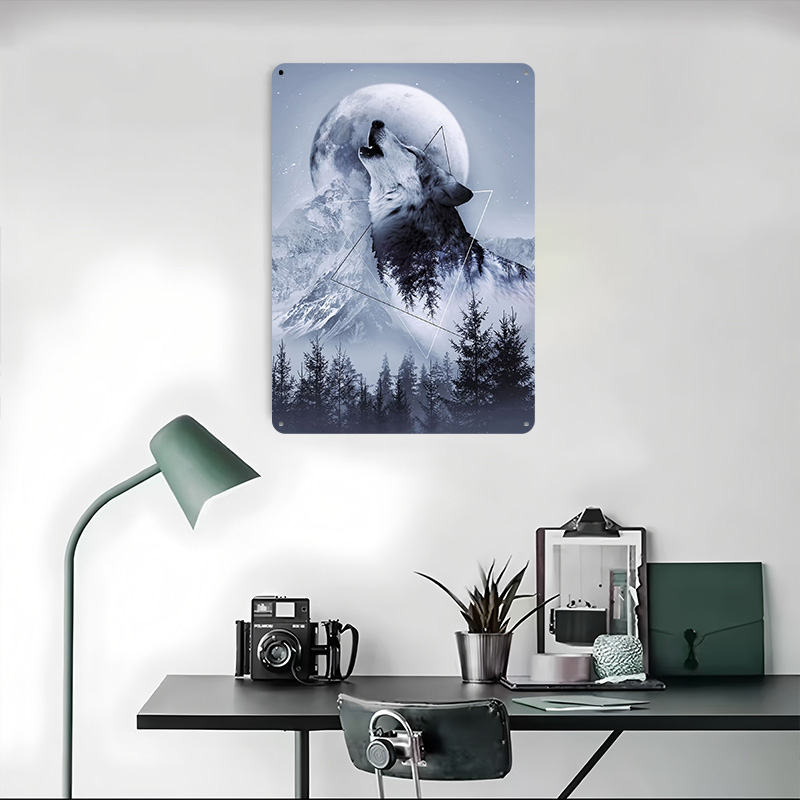 Huil met de Wolf Tin Poster Ge - Desk Setup Poster recensie en prijs