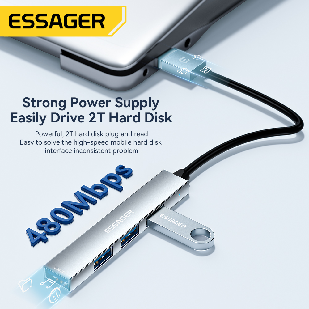 Essager 4-in-1 USB C-kabelhub  - Desk Setup Usb Hub recensie en prijs