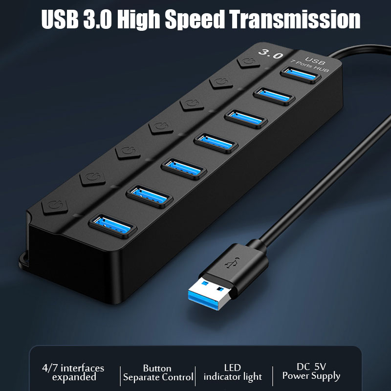 7-poorts USB 3.0 hub, multi-US - Desk Setup Usb Hub recensie en prijs