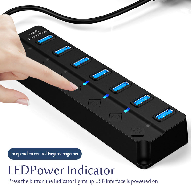 7-poorts USB 3.0 hub, multi-US - Desk Setup Usb Hub recensie en prijs