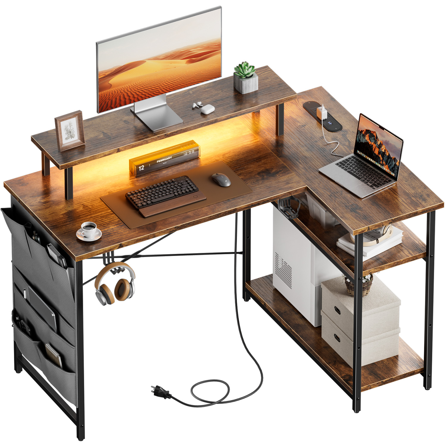 L-vormig computerbureau, voorz - Desk Setup Home Office recensie en prijs