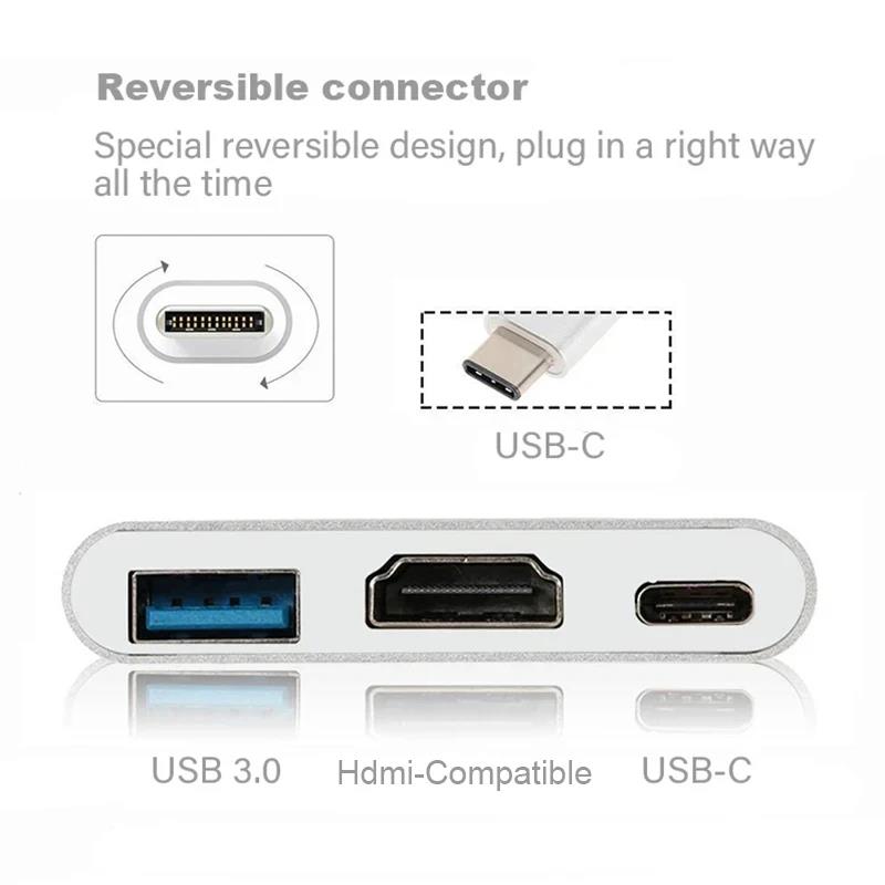 3-in-1 USB-C naar HDTV Hub, US - Desk Setup Usb Hub recensie en prijs