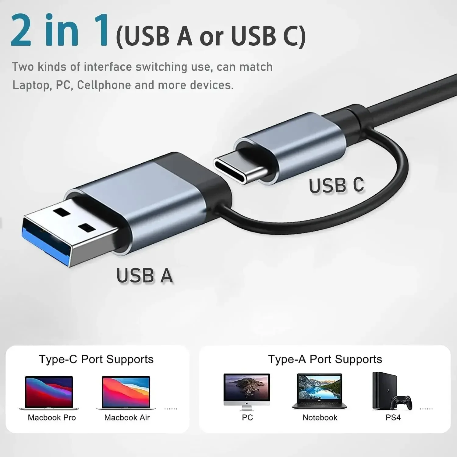 8-in-2 USB-C-hub met 3.0 SD/TF - Desk Setup Usb Hub recensie en prijs