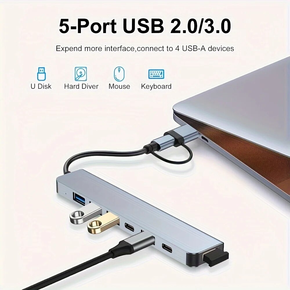 2-in-1 USB3.0 Hub 7-poorts Typ - Desk Setup Usb Hub recensie en prijs