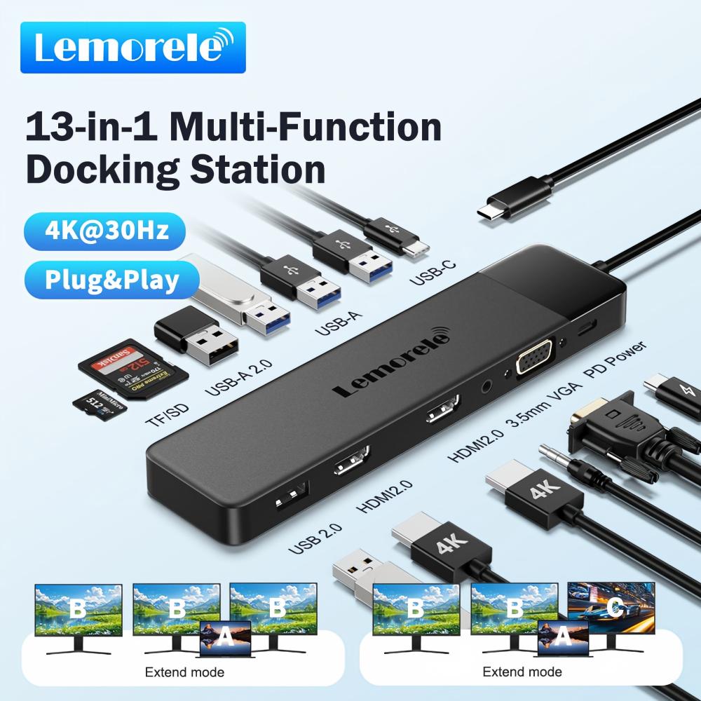 Lemorele 13-in-1 USB C HUB 4K3 - Desk Setup Usb Hub recensie en prijs