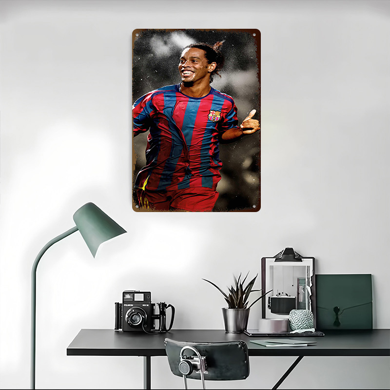 Ronaldinho Voetbal Metalen Pos - Desk Setup Poster recensie en prijs