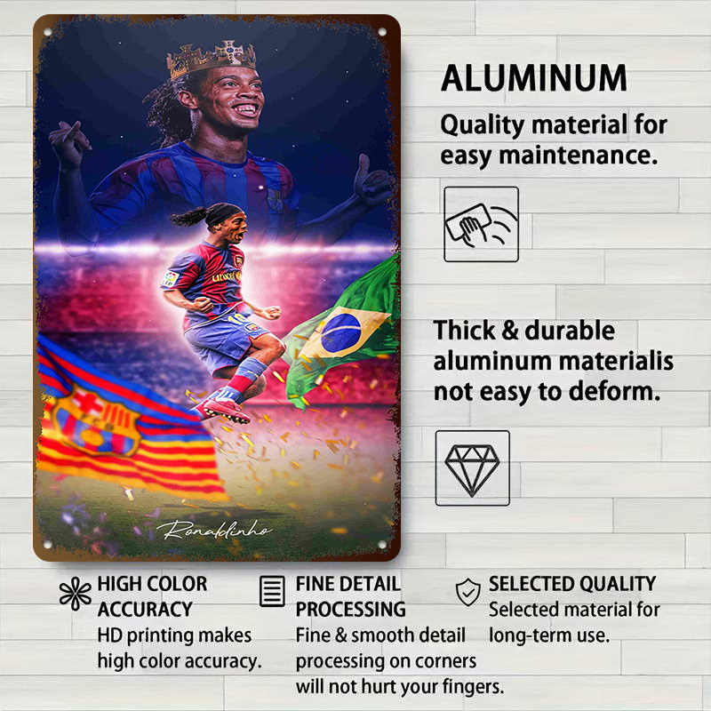 Ronaldinho Voetbal Metalen Pos - Desk Setup Poster recensie en prijs